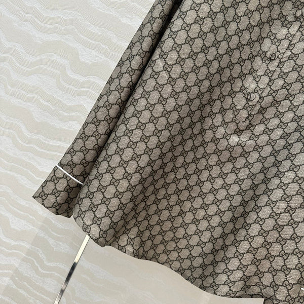 Gucci 25 Monogram Shirt Gray Silk