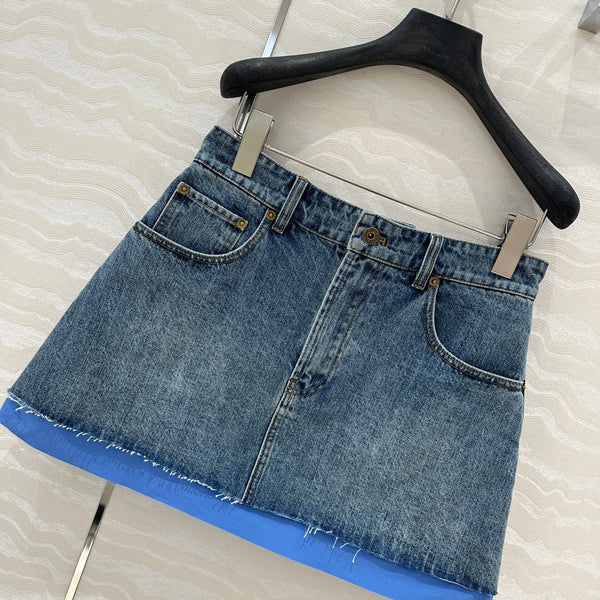 Gonna in denim Miumiu blu cotone