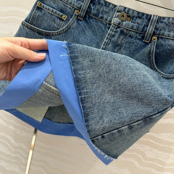 Gonna in denim Miumiu blu cotone