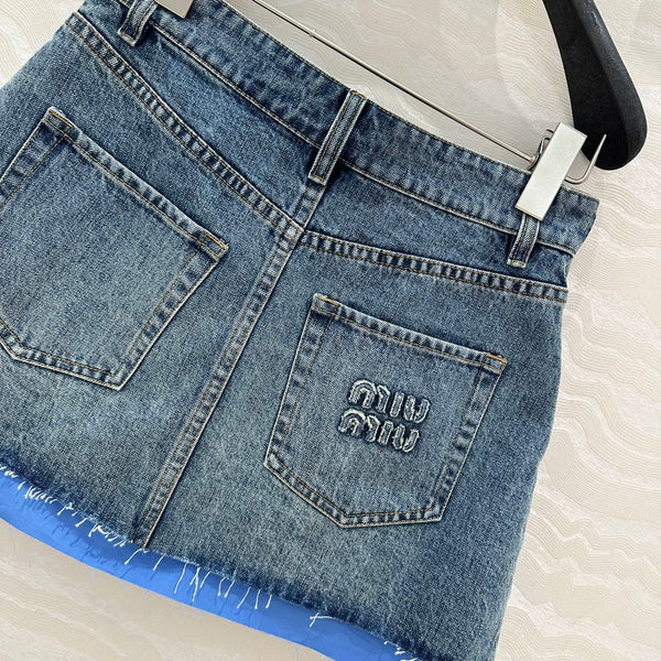 Gonna in denim Miumiu blu cotone