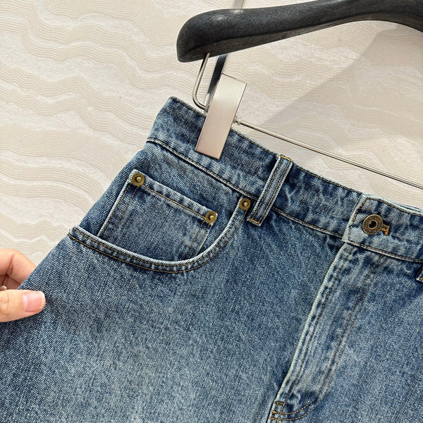 Gonna in denim Miumiu blu cotone