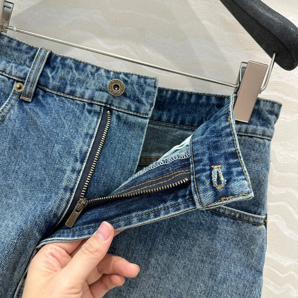 Gonna in denim Miumiu blu cotone