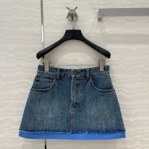 Gonna in denim Miumiu blu cotone