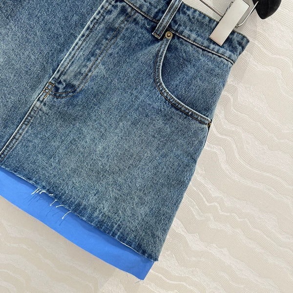 Gonna in denim Miumiu blu cotone