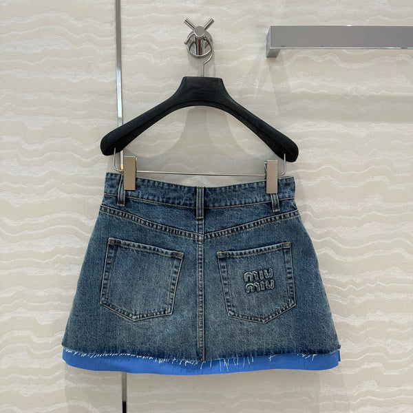 Gonna in denim Miumiu blu cotone