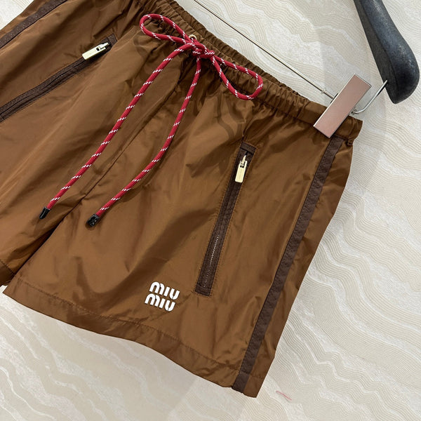 Miu Miu 25 Sport Short Cocoa Brown Technical Fabric