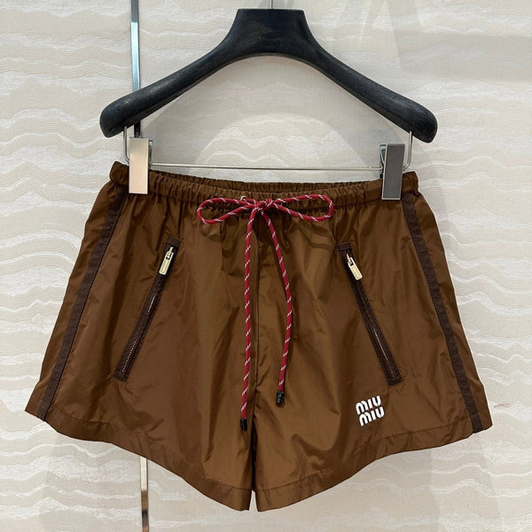 Miu Miu 25 Sport Short Cocoa Brown Technical Fabric