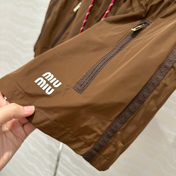 Miu Miu 25 Sport Short Cocoa Brown Technical Fabric