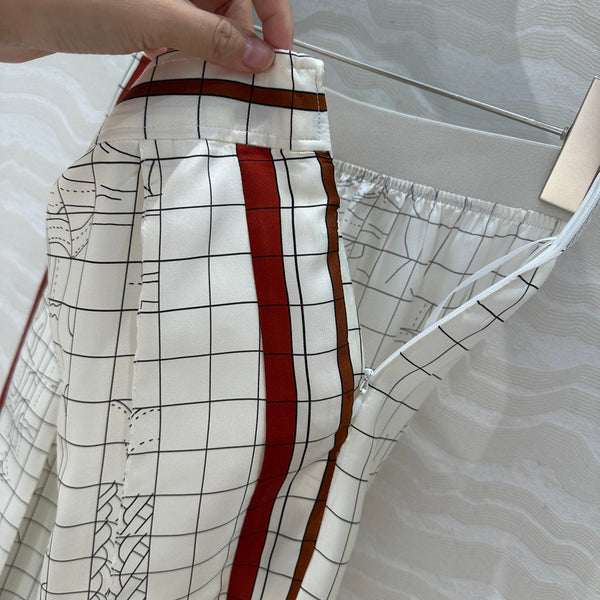 Pantaloni dritti a gamba larga Hm 25 Coaching Deja Vu in seta bianca e rossa