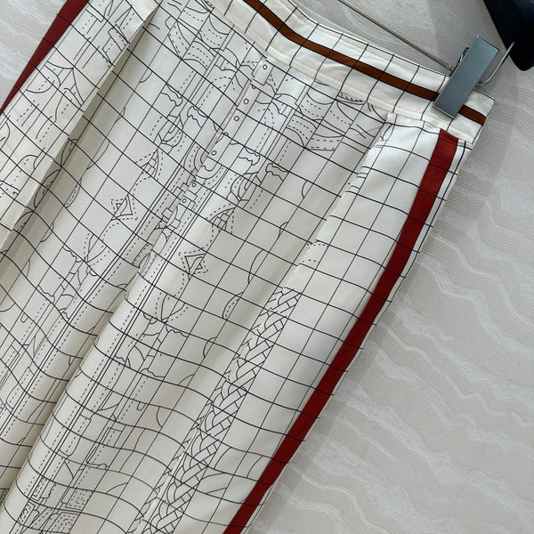 Pantaloni dritti a gamba larga Hm 25 Coaching Deja Vu in seta bianca e rossa