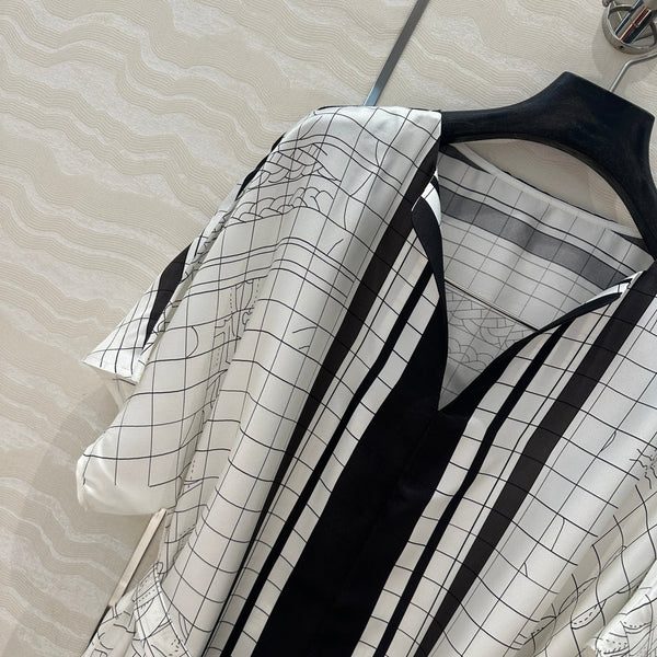 Hm 25 Coaching Deja Vu Shirt Dress Bianco Nero Seta