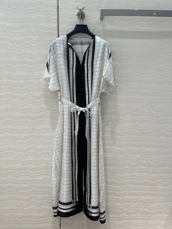 Hm 25 Coaching Deja Vu Shirt Dress Bianco Nero Seta