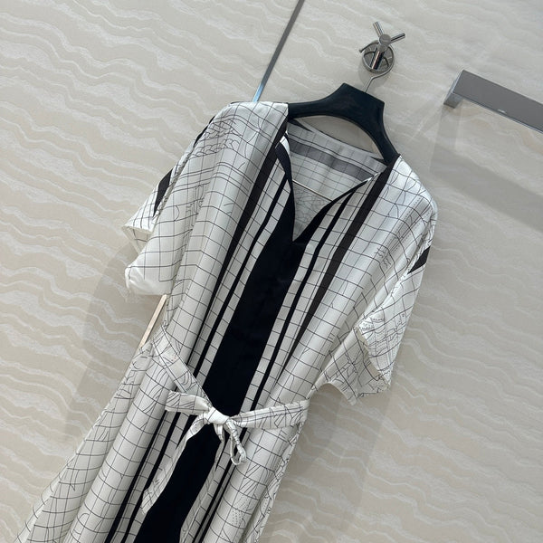 Hm 25 Coaching Deja Vu Shirt Dress Bianco Nero Seta