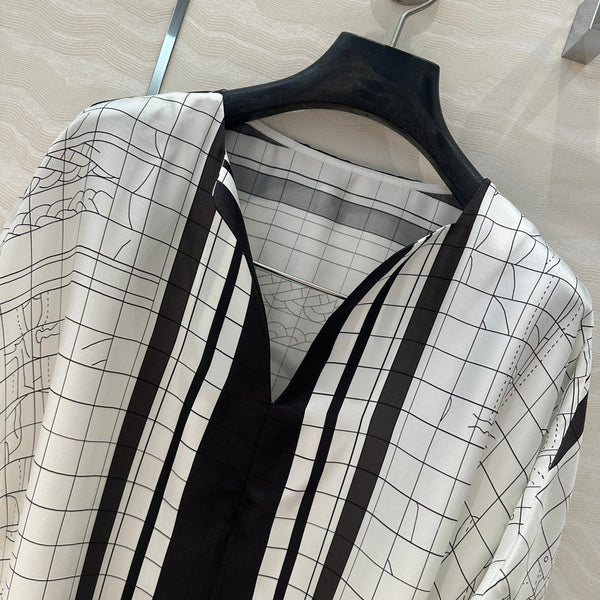 Hm 25 Coaching Deja Vu Shirt Dress Bianco Nero Seta