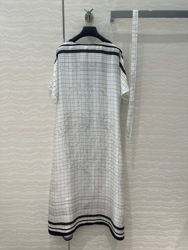 Hm 25 Coaching Deja Vu Shirt Dress Bianco Nero Seta