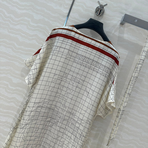 Hm 25 Coaching Deja Vu Shirt Dress Bianco Marrone Rosso Seta
