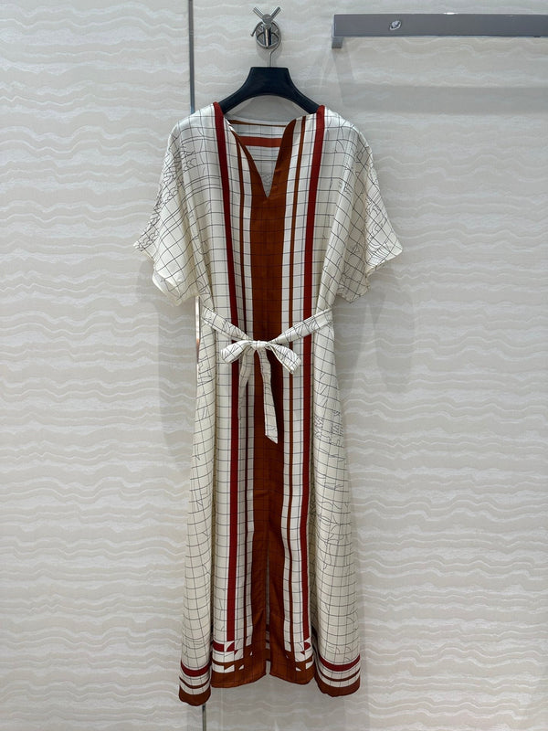 Hm 25 Coaching Deja Vu Shirt Dress Bianco Marrone Rosso Seta