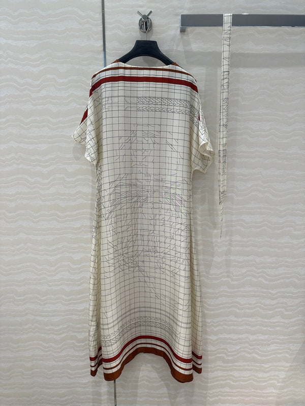 Hm 25 Coaching Deja Vu Shirt Dress Bianco Marrone Rosso Seta