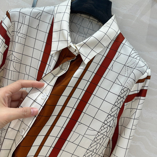 Hm 25 Coaching Deja Vu Shirt Bianco rosso marrone Seta