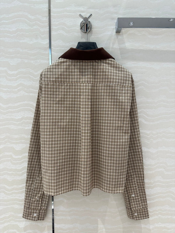 Miu Miu Camicia Corta Cotone Marrone