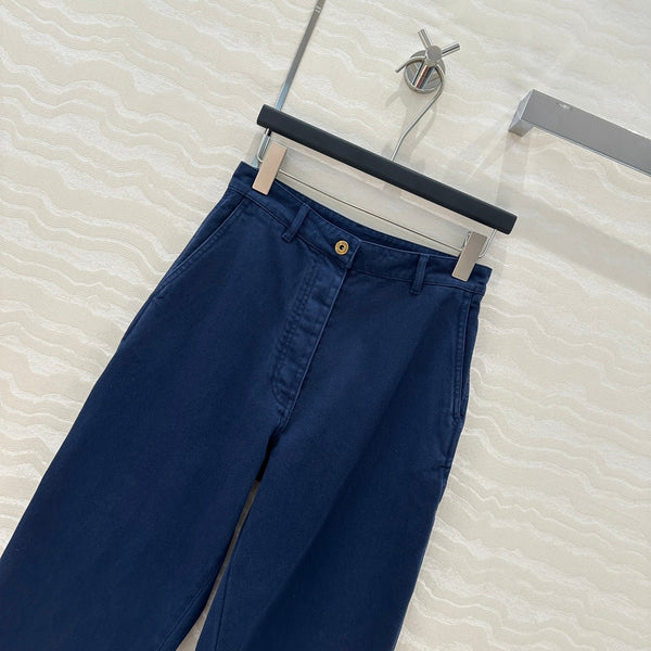 Miu Miu 25 Straight Pants Blue Cotton