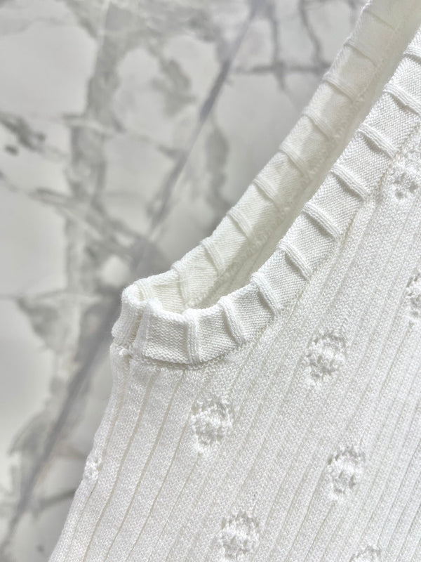 Gilet in tessuto lavorato a maglia bianco CC