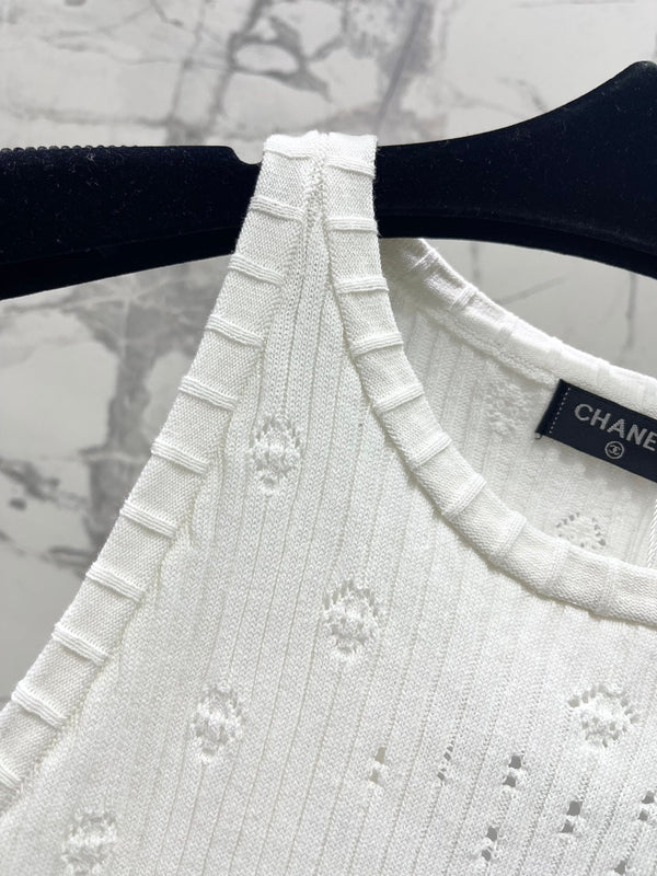 Gilet in tessuto lavorato a maglia bianco CC