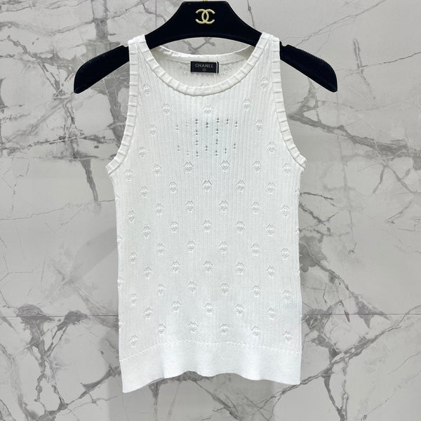 Gilet in tessuto lavorato a maglia bianco CC