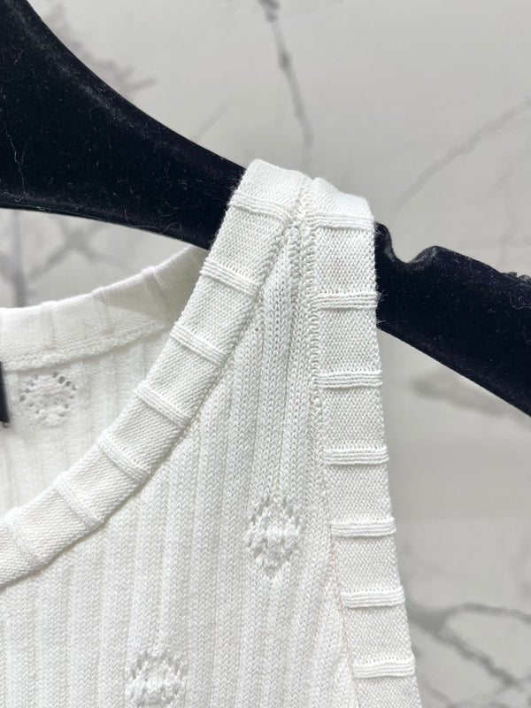 Gilet in tessuto lavorato a maglia bianco CC