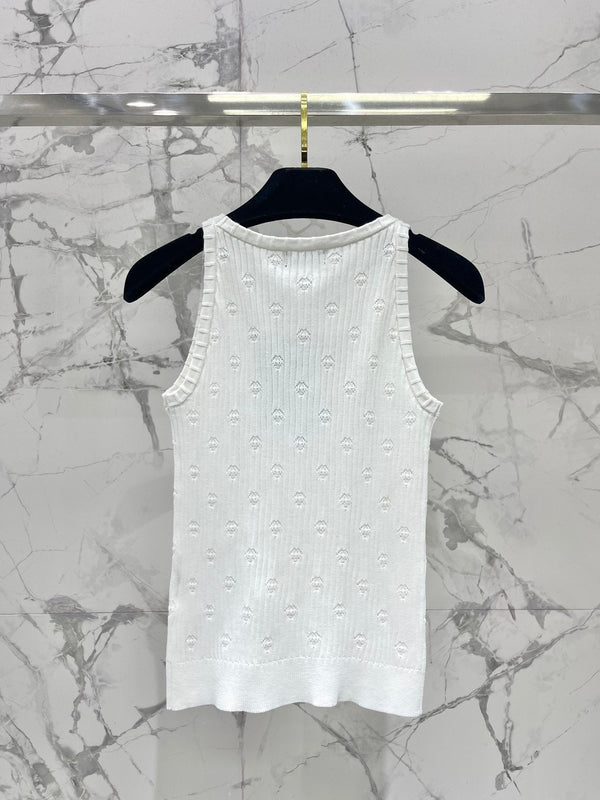 Gilet in tessuto lavorato a maglia bianco CC