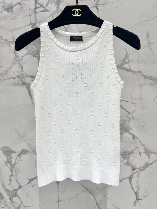 Gilet in tessuto lavorato a maglia bianco CC