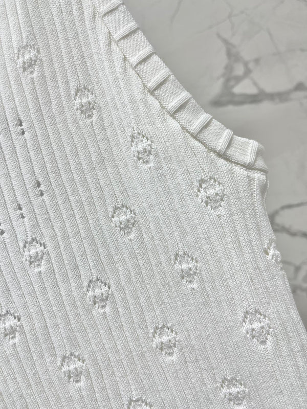 Gilet in tessuto lavorato a maglia bianco CC