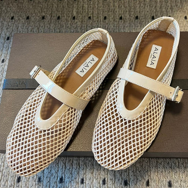 Alaia 25 Ballerina da donna in pelle di pecora color carne 303704