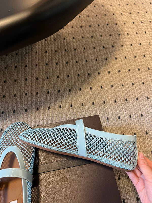 Alaia 25 Women's Ballet Flat Lagoon Green Sheepskin 303705