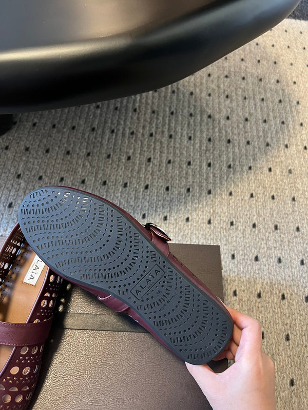 Alaia 25 Vienne Ballerine Pelle di agnello rosso granato 303714