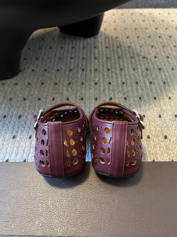 Alaia 25 Vienne Ballerine Pelle di agnello rosso granato 303714