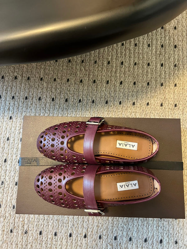 Alaia 25 Vienne Ballerine Pelle di agnello rosso granato 303714