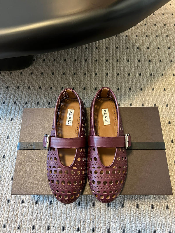Alaia 25 Vienne Ballerine Pelle di agnello rosso granato 303714