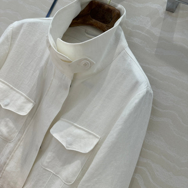 LP 25 Stand-up Collar Jacket White Linen 265165
