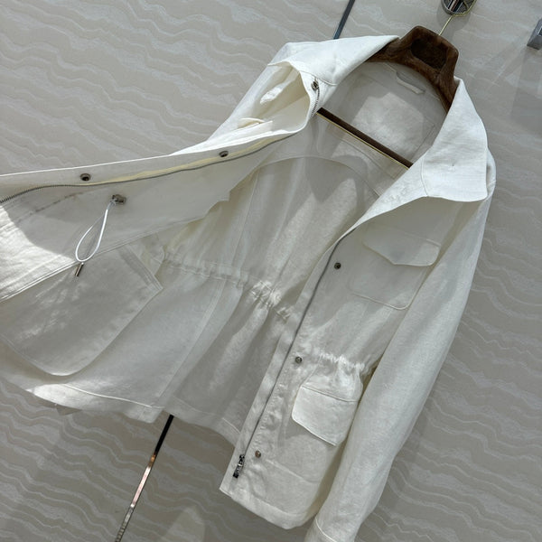 LP 25 Stand-up Collar Jacket White Linen 265165