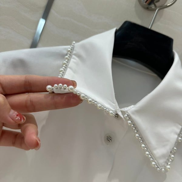 Camicia CC Pearl Edge in cotone bianco