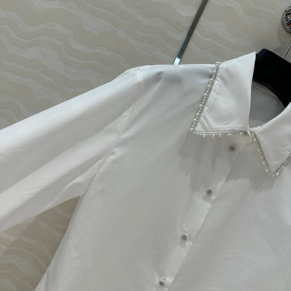 Camicia CC Pearl Edge in cotone bianco