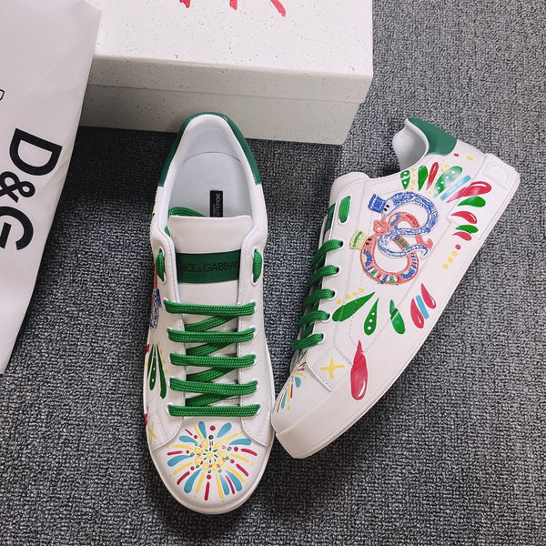 DC Portofino Limited Edition Sneakers Green Snake Embroidery & Sheepskin 288471