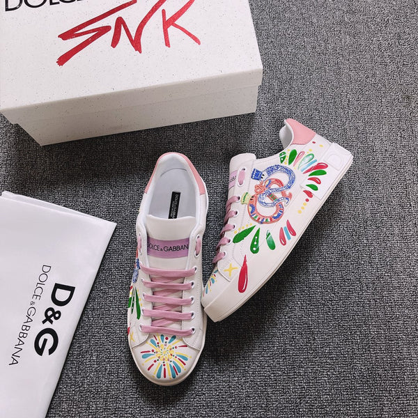 DC Portofino Limited Edition Sneakers Pink Snake Embroidery & Sheepskin 288470