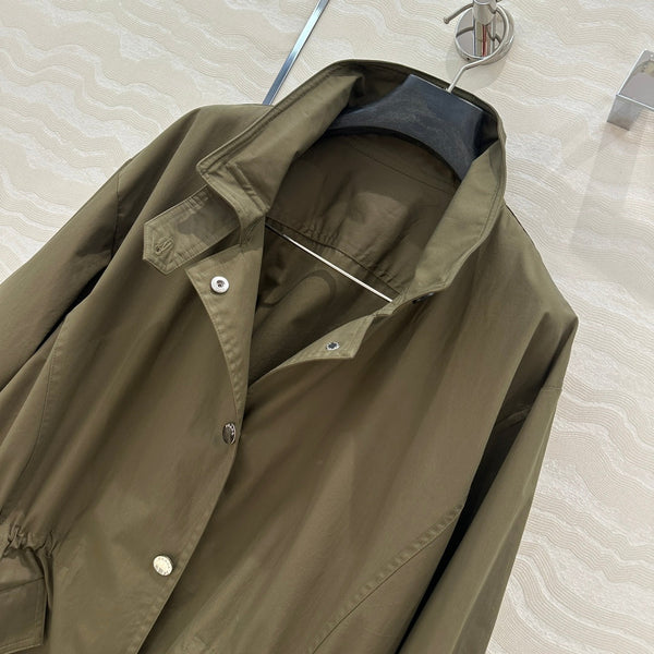 Prada 25 Windbreaker Coat Khaki Green Cotton