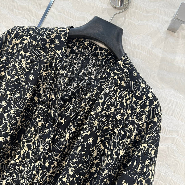 Celine Dress Black mix Beige Silk Viscose