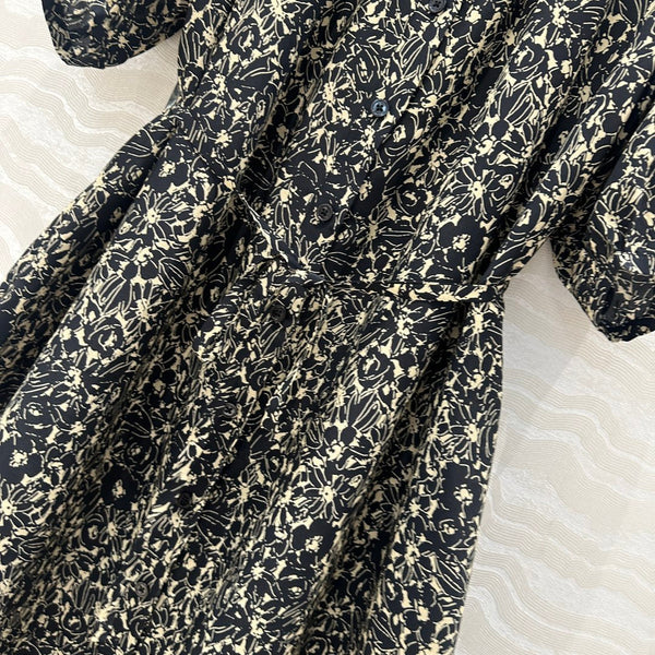 Celine Dress Black mix Beige Silk Viscose