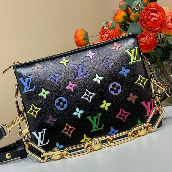 LV x TM Coussin BB 21cm Nero Multicolore Pelle di agnello con monogramma in rilievo