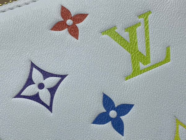 LV x TM Coussin BB 21cm Bianco Multicolore Pelle di agnello con monogramma in rilievo