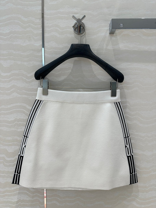 CD Short Skirt White Viscose Polyamide